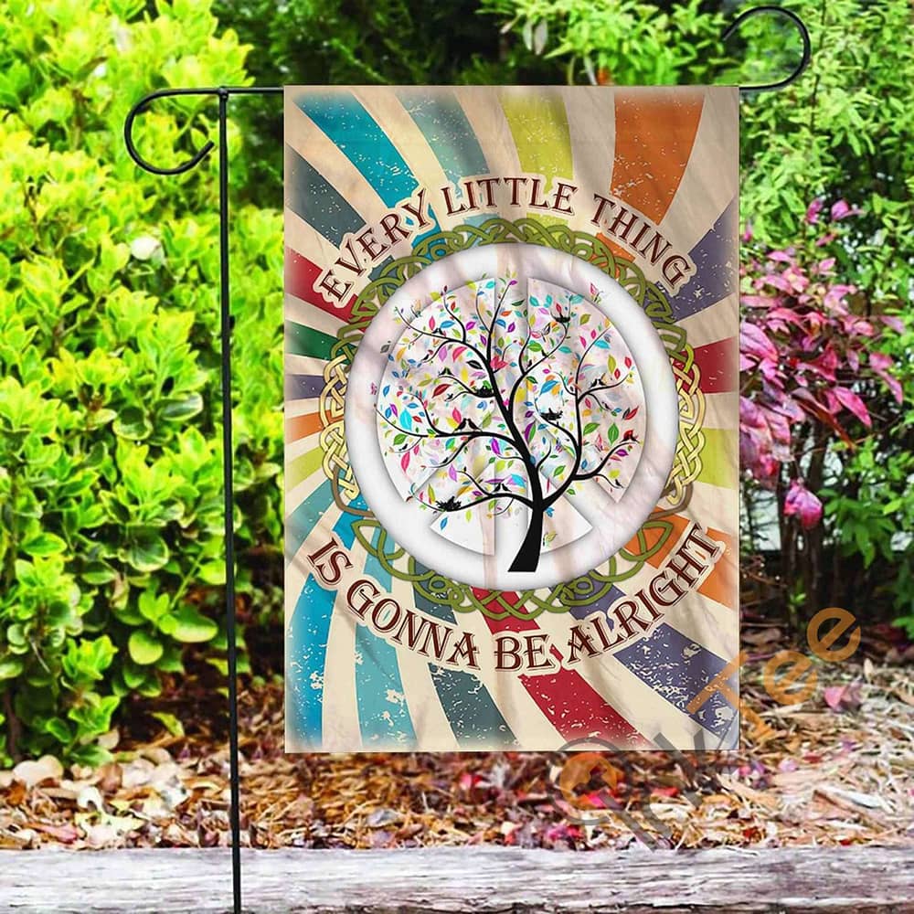 Inktee Store - Custom Hippie Every Little Thing Is Gonna Be Alright Garden Flag Image