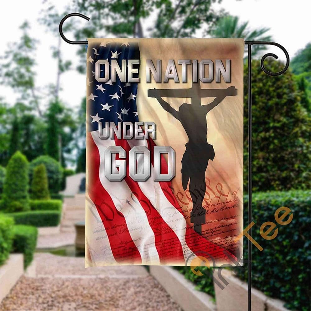Inktee Store - Custom One Nation Under God Garden Flag Image