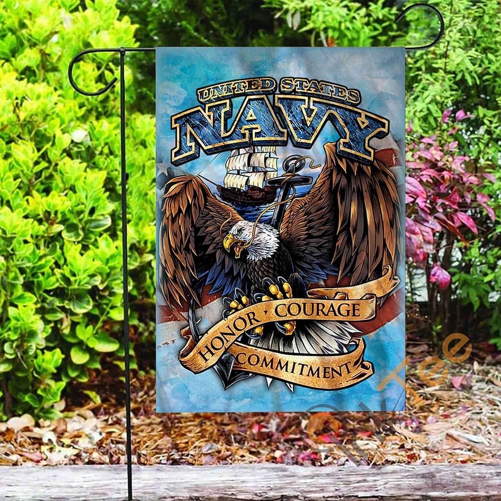 Inktee Store - United States Navy Honor Courage Commitment Garden Flag Image