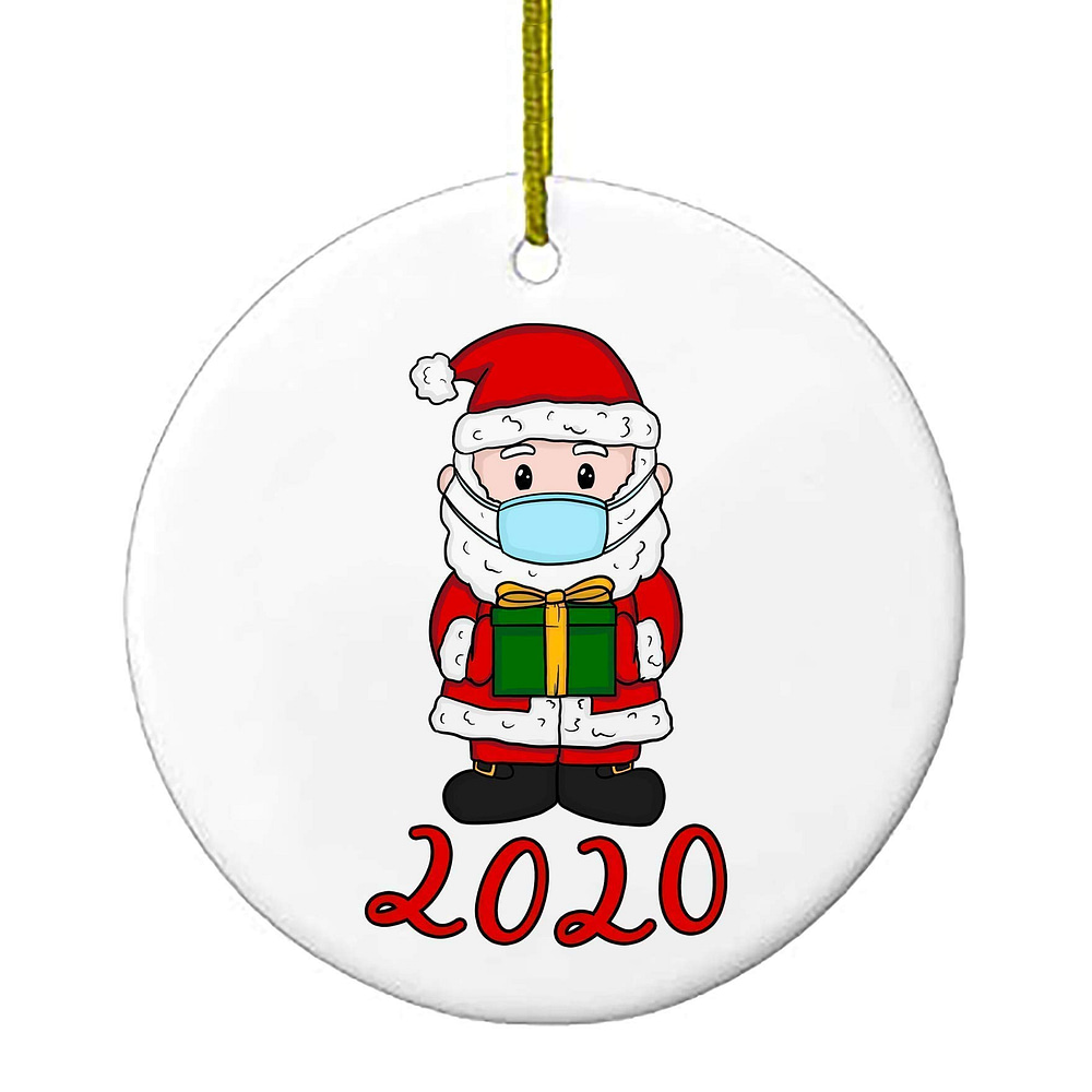 2020 Christmas Ornaments Cute Santa Clause Wearing Mask With Gift Personalized Gifts