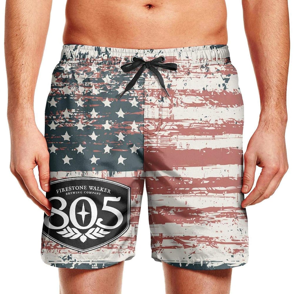 805 Beer Sign Patriotic American Usa Flag July 4th Shorts