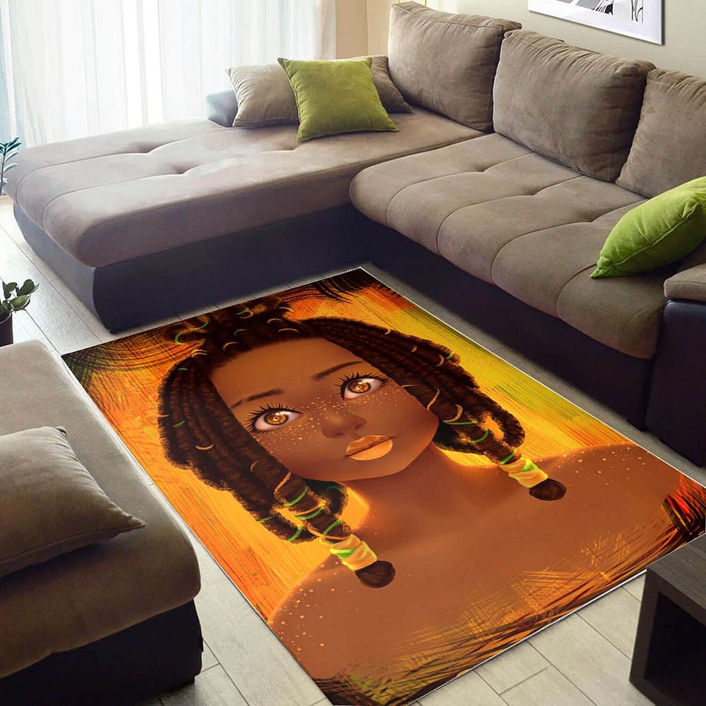 African American Pretty Afrocentric Lady Design Floor Home Rug