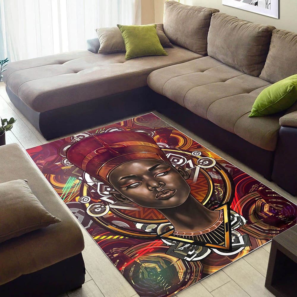 African American Pretty Melanin Poppin Girl Carpet Themed Living Room Rug
