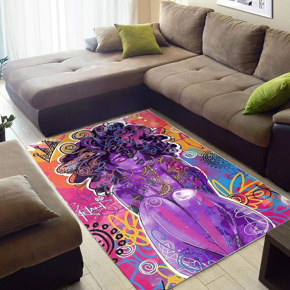 African American Pretty Melanin Poppin Girl Inspired Afrocentric Room Rug