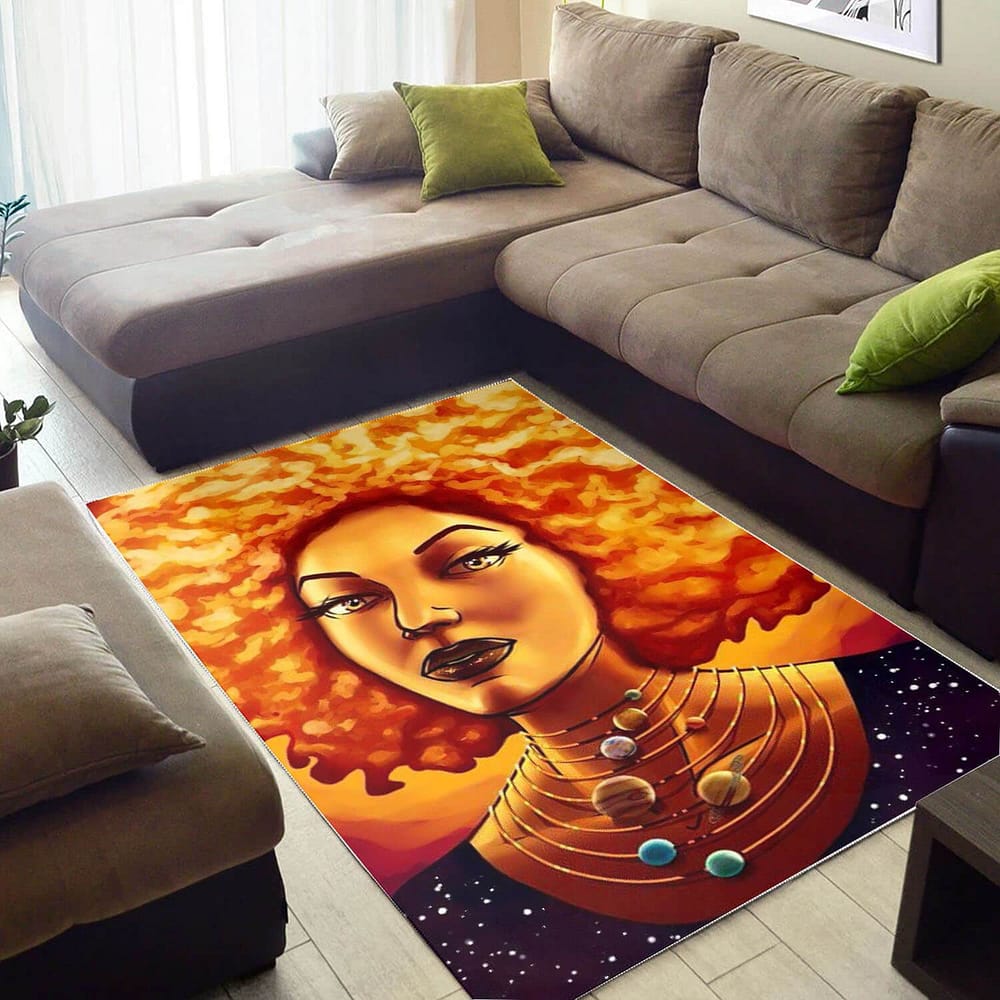 African Beautiful Afro Girl American Carpet Afrocentric Rug