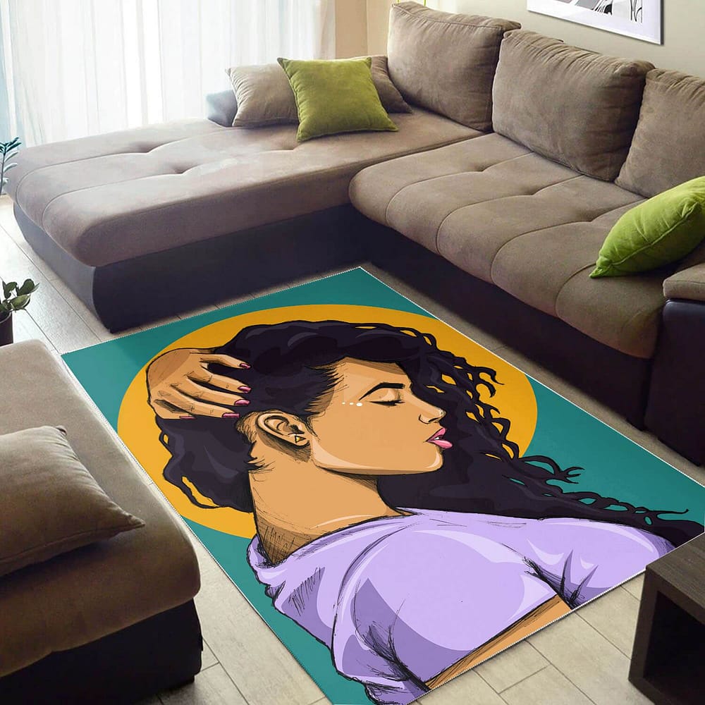 African Beautiful Afro Lady Print Carpet Afrocentric Living Room Ideas Rug