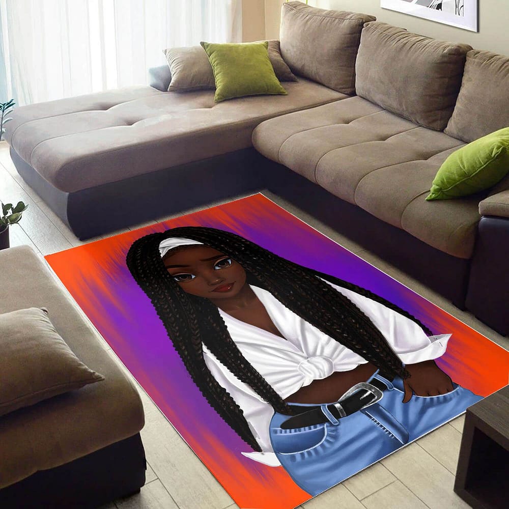 African Beautiful Afro Woman Design Floor Afrocentric Home Rug