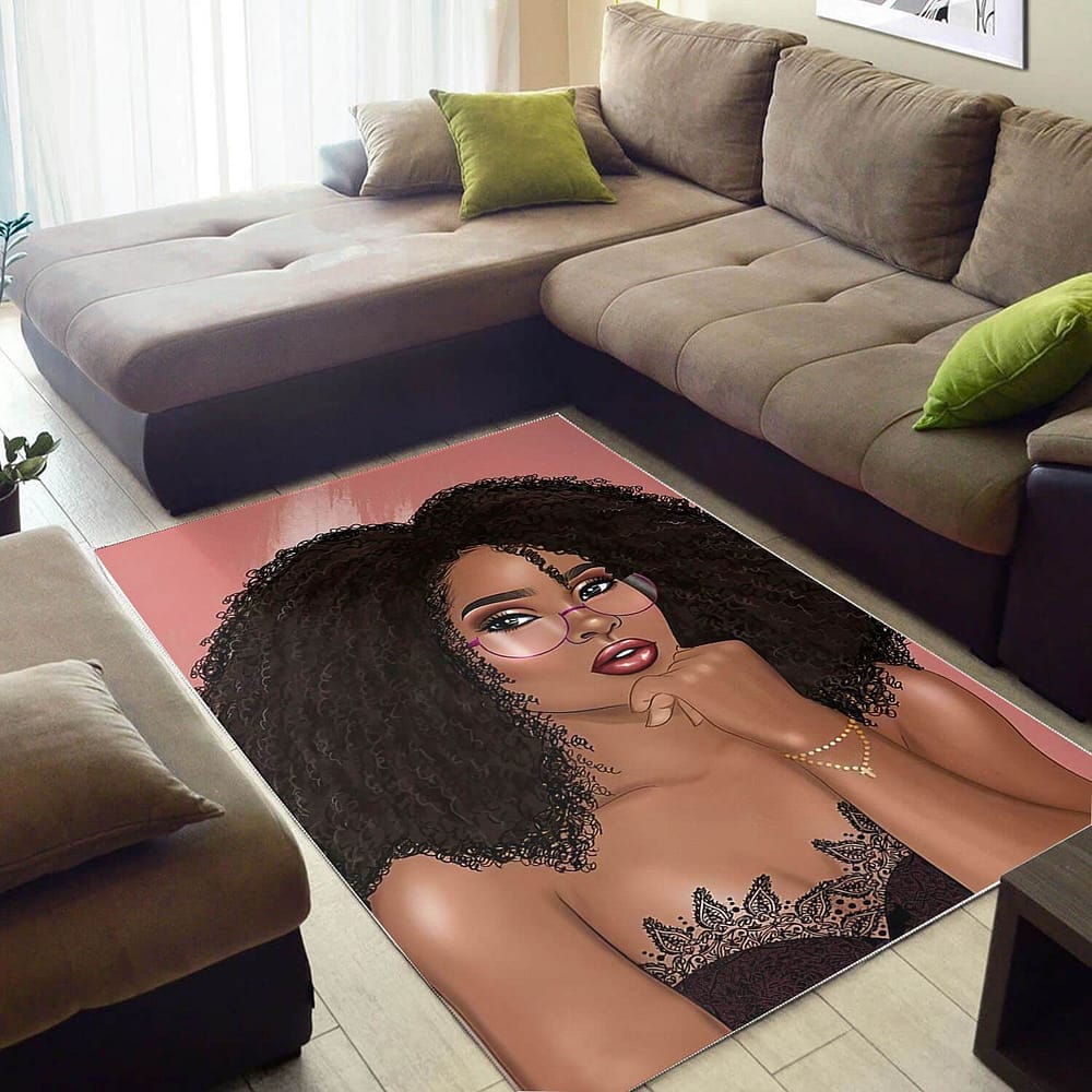 African Beautiful Melanin Afro Girl Style Themed Home Rug