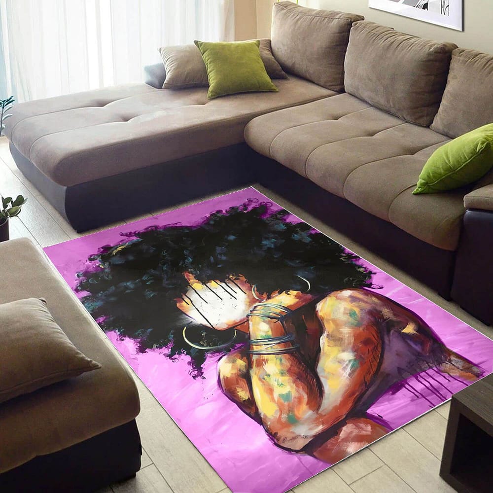 African Pretty Melanin Afro Girl Style Afrocentric Home Rug