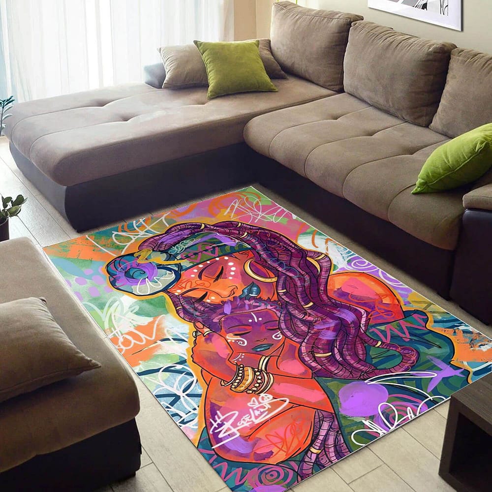 African Pretty Melanin Beauty Girl American Carpet Afrocentric Home Rug