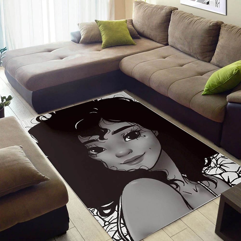 Afrocentric Beautiful Afro Lady African American Print Themed Decorating Ideas Rug