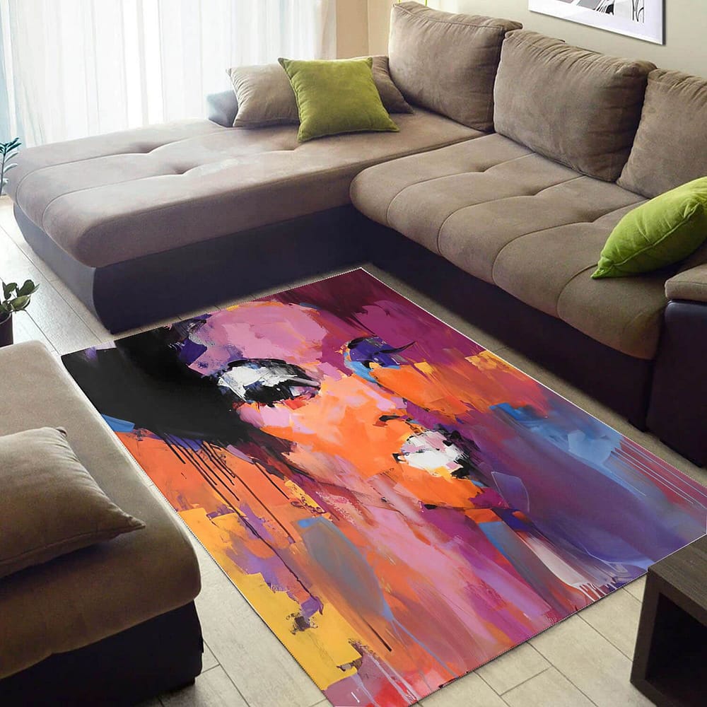 Beautiful African Cute American Art Afro Girl Themed Living Room Rug