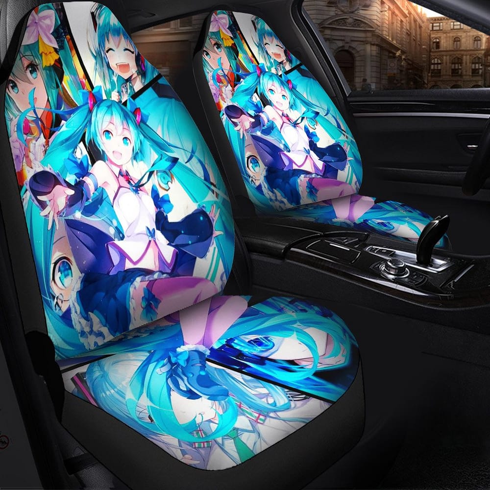 Blue Hatsune Miku Car Seat Covers