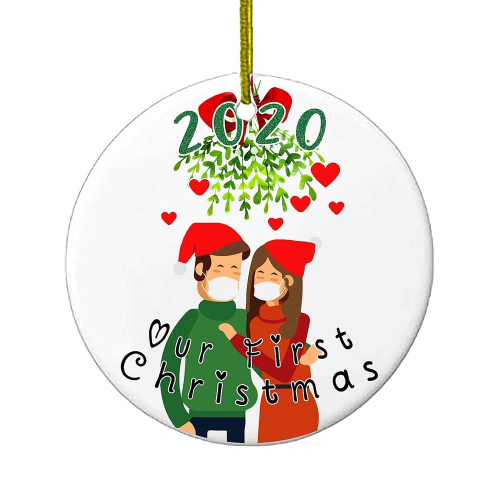 Christmas Ornaments Our First Christmas 2020 Funny Quarantine Gift 1st Holiday Xmas Tree Ornament For Newly Weds Wedding Couple Gifts Personalized Gifts