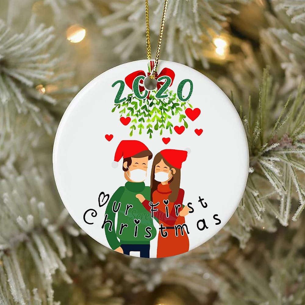 Inktee Store - Personalized Christmas Ornaments For Newly Weds - Funny Quarantine Gift For 1St Holiday Xmas Tree Image