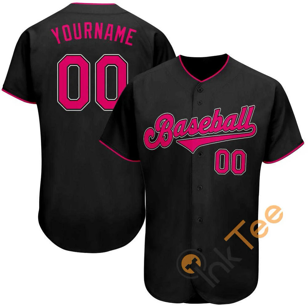 Custom Black Pink White Baseball Jersey