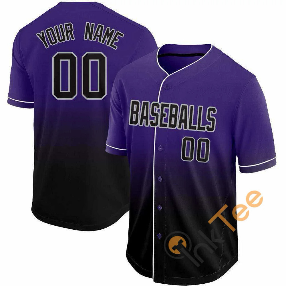 Custom Purple Black Gray Fade Baseball Jersey