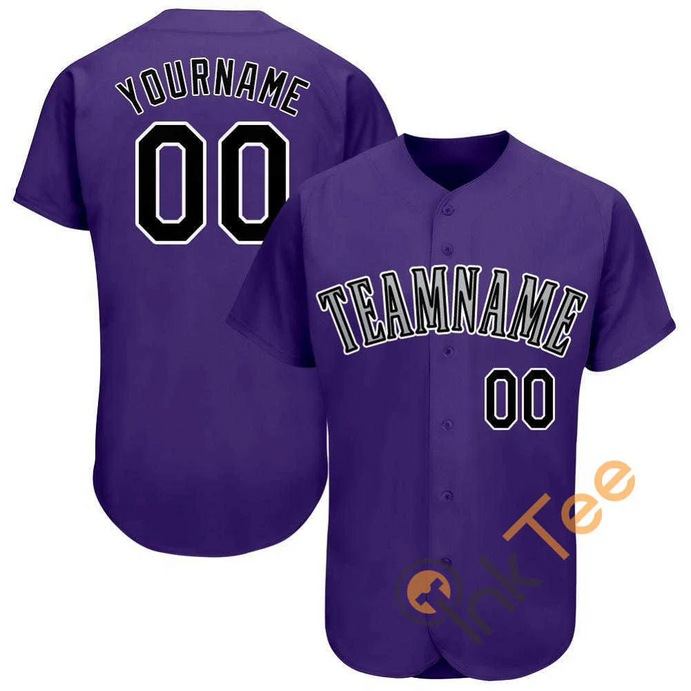 Custom Purple Black White Baseball Jersey