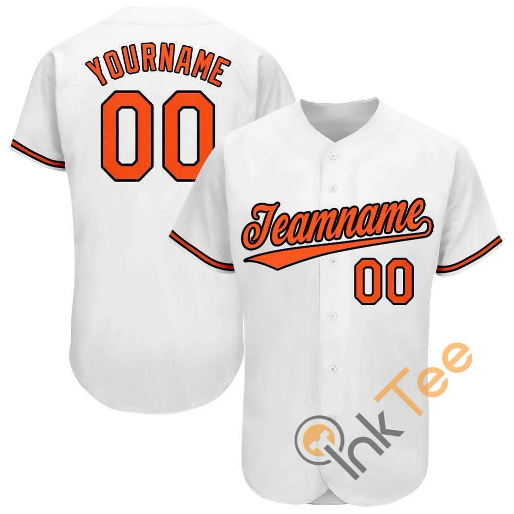 Custom White Orange Black Baseball Jersey