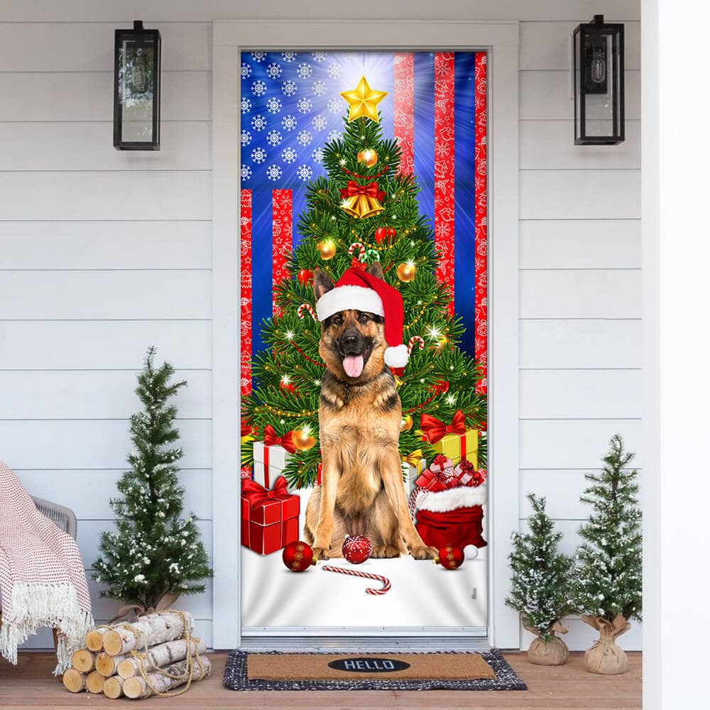 German Shepherd Christmas Door Cover