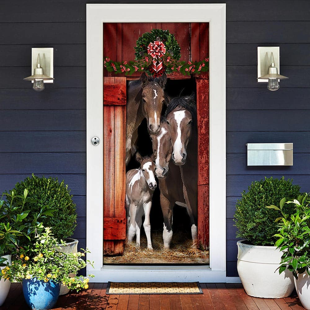 Inktee Store - Happy Family Horse Door Cover Image