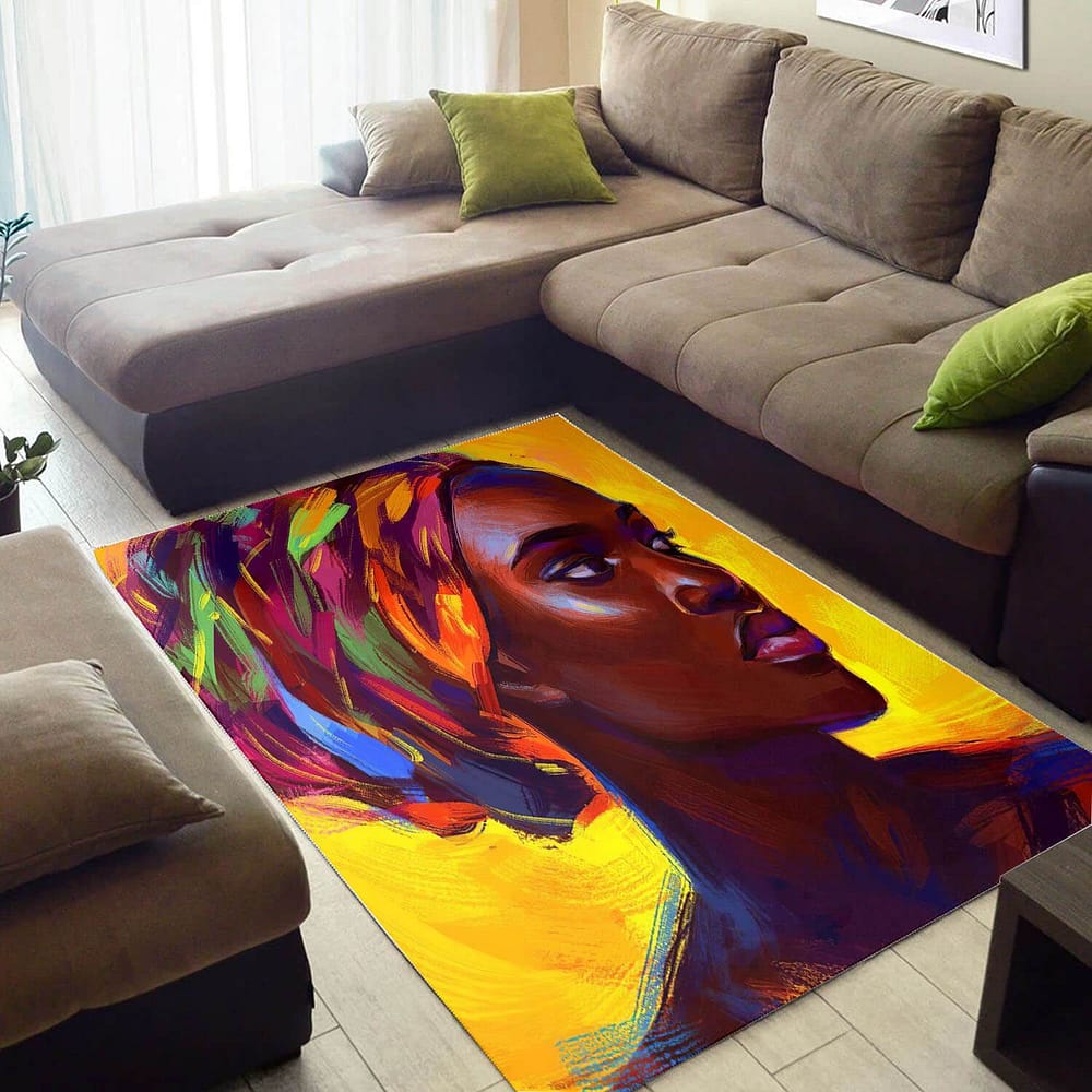 Inspired African Beautiful American Afro Girl Design Floor Carpet Style Rug