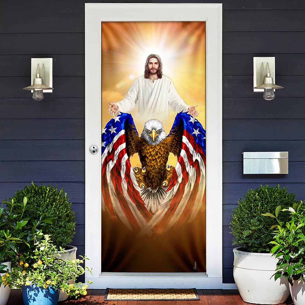 Inktee Store - Jesus American Eagle Door Cover Image