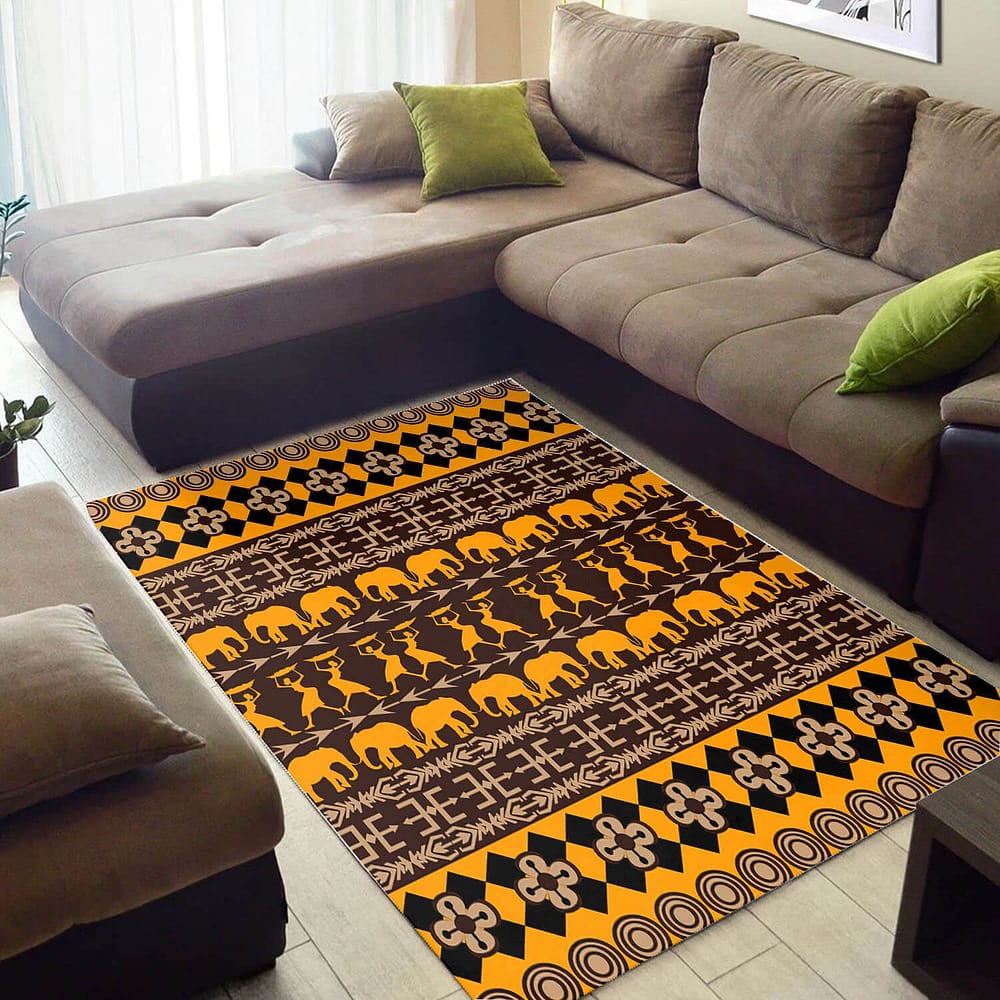 Nice African Retro Inspired Seamless Pattern Themed Style Rug