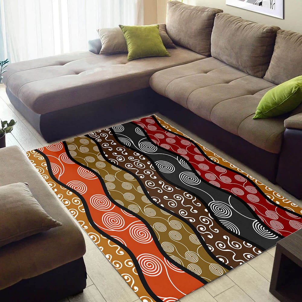 Trendy African Style Vintage Themed Afrocentric Art Carpet Inspired Living Room Rug