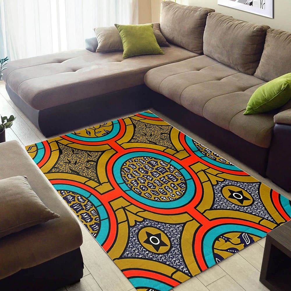 Trendy African Unique Style Afrocentric Pattern Art Design Floor Inspired Living Room Rug