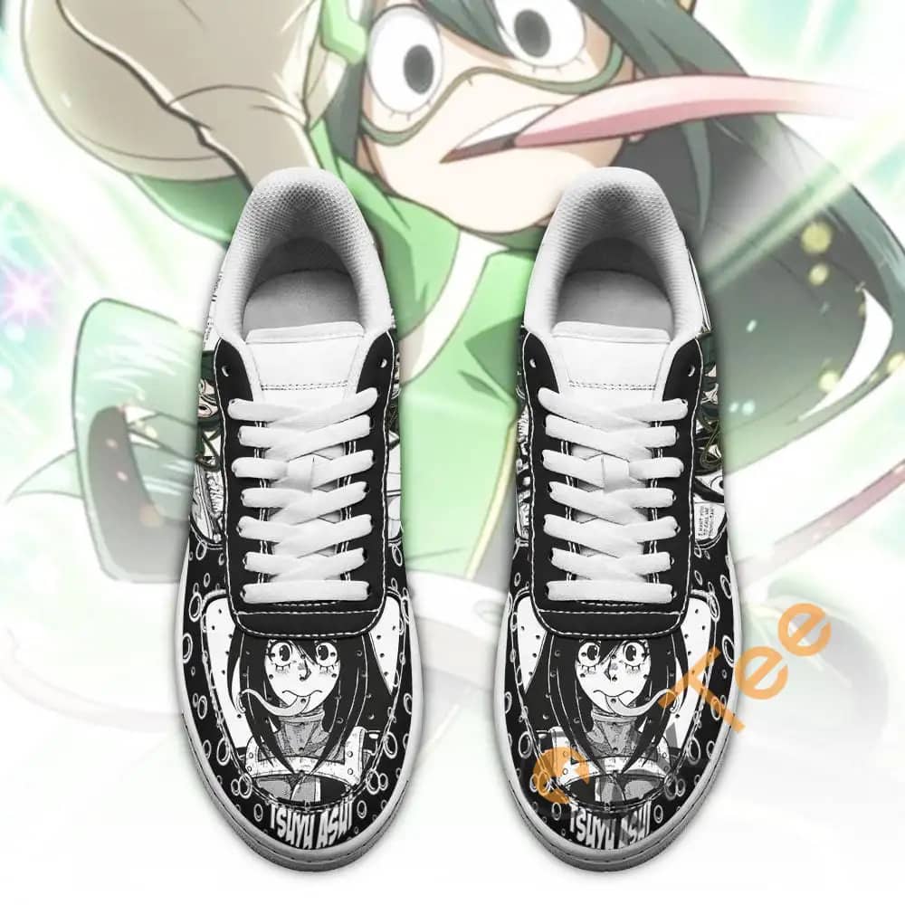 Tsuyu Asui Custom My Hero Academia Anime Fan Gift Amazon Nike Air Force Shoes