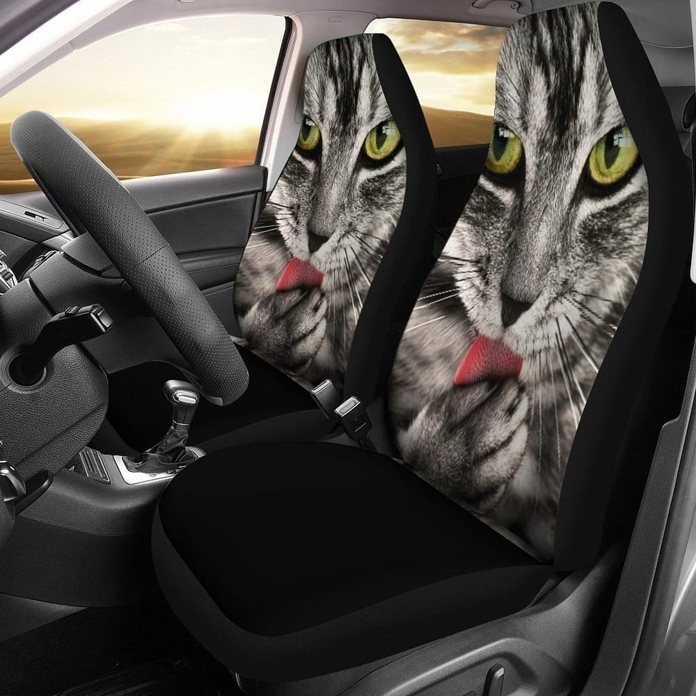 Amazing Cat Licking Cat For Fan Gift Sku 1532 Car Seat Covers