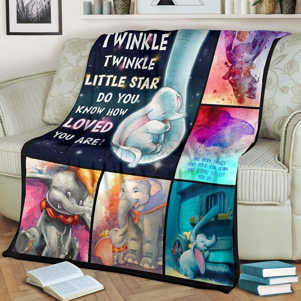Amazon Best Seller Twinkle Twinkle Little Star Dumbo And Mom Elephant Fleece Blanket