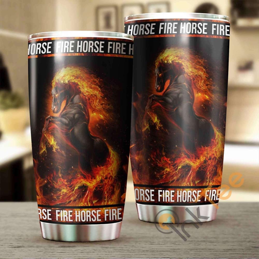 Beautiful Fire Horse Stainless Steel Tumbler