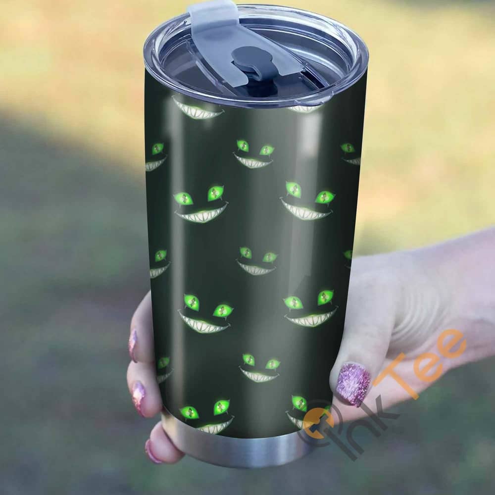 Cat Creepy Green Eyes Pattern Perfect Gift Stainless Steel Tumbler