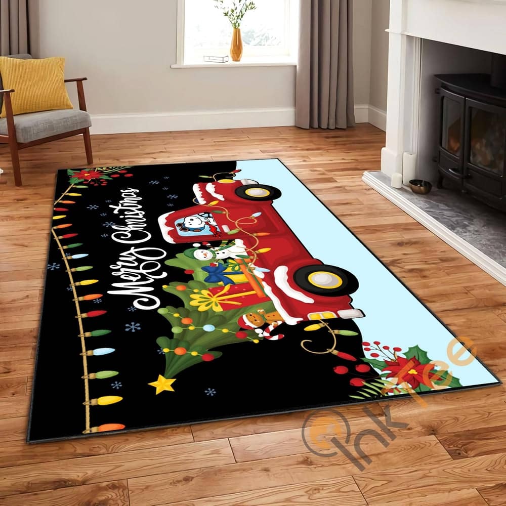 Christmas Snoopy & Friend Drive Car Living Room Kitchen Bedroom Rug