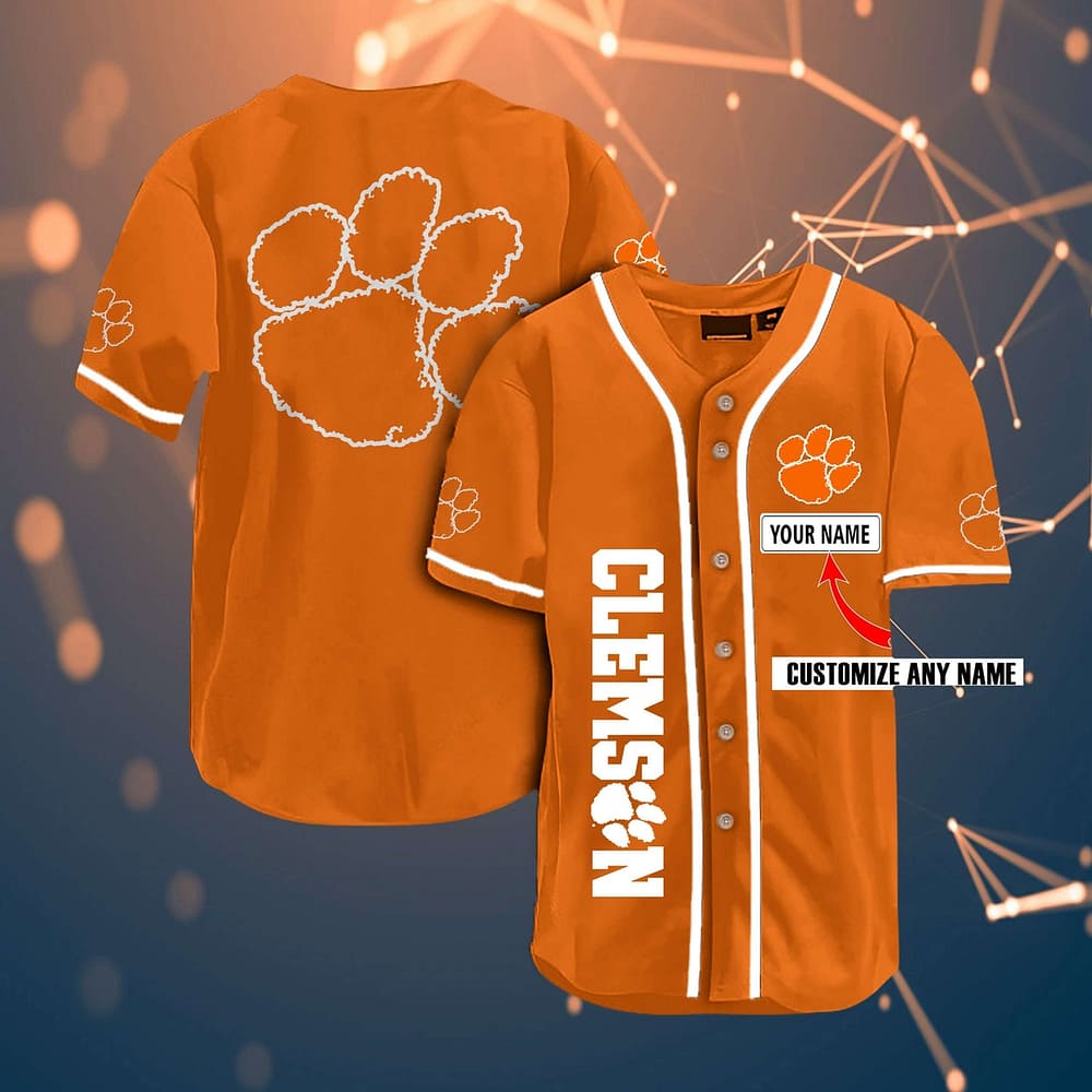 Clemson Tigers Personalized Name Ncaa Fans Team 3D Customization Gifts Baseball Jersey