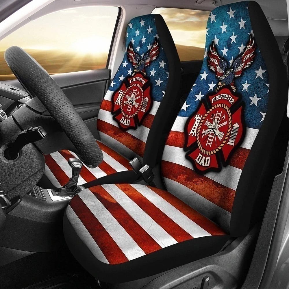 Firefighter Dad American Flag For Fan Gift Sku 662 Car Seat Covers