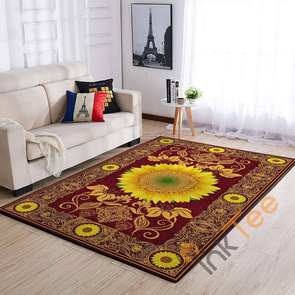 Hippie Luxurious Sunflowers Pattern Soft Living Room Bedroom Carpet Highlight For Home Beautiful Gift Mom Rug
