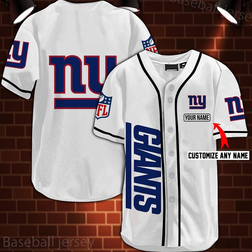 Personalized Nfl New York Giants Logo 3D Baseball Jersey