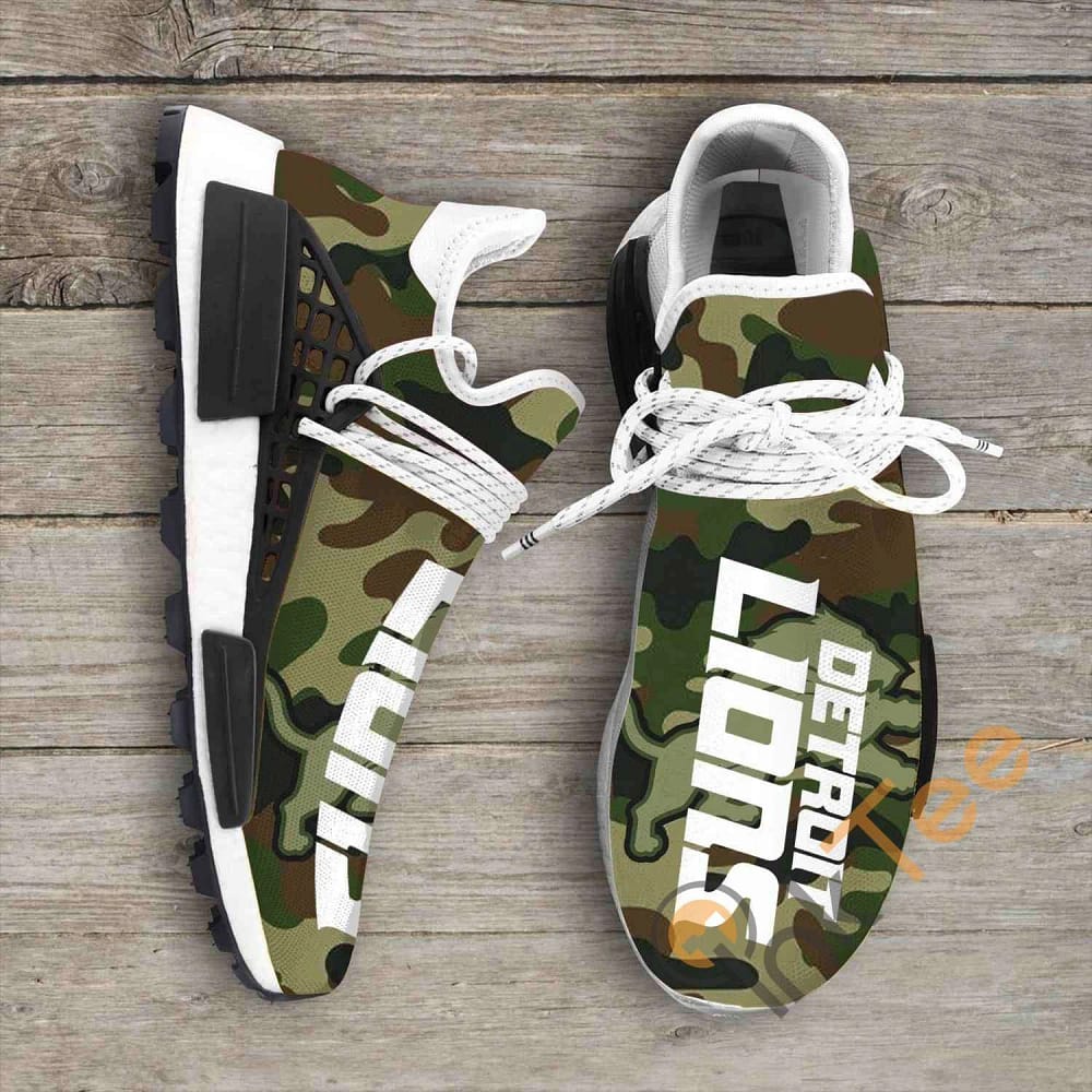 Camo Camouflage Detroit Lions Nfl NMD Human Shoes