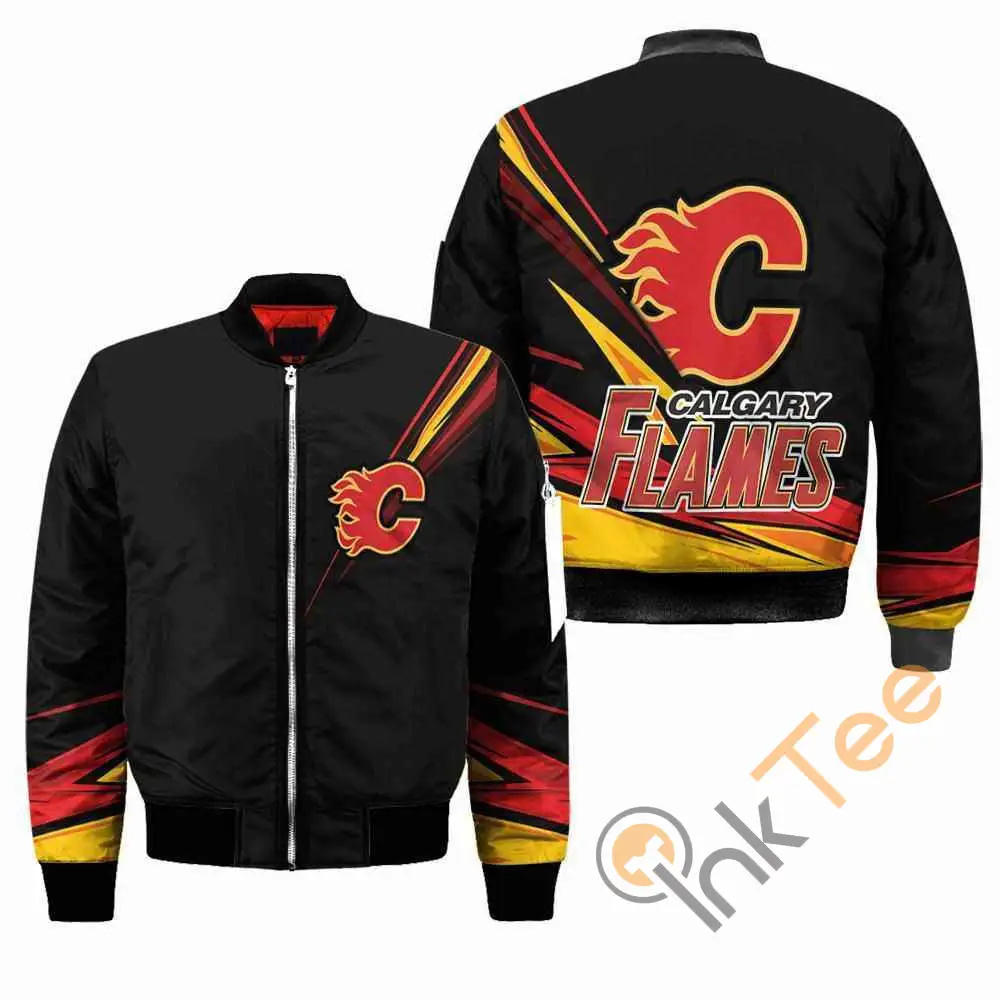 Calgary Flames Nhl Black  Apparel Best Christmas Gift For Fans Bomber Jacket