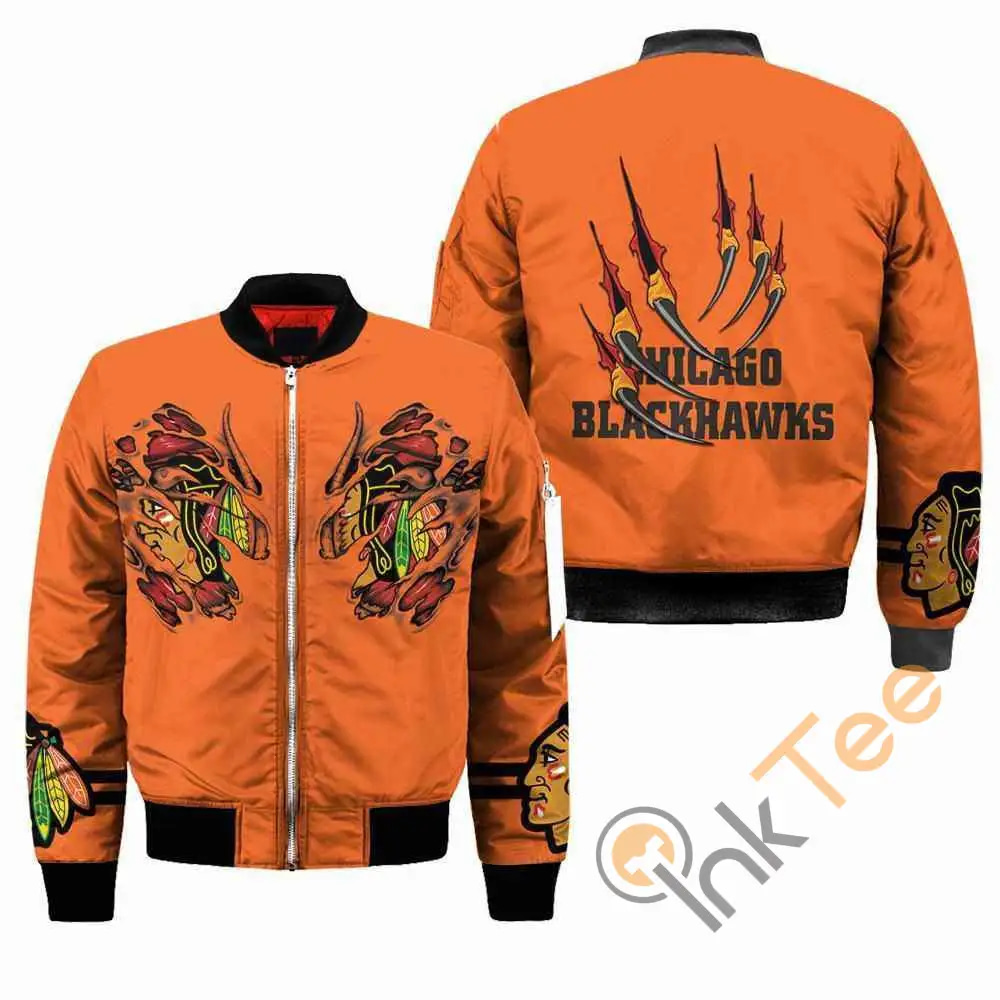 Chicago Blackhawks NHL Claws  Apparel Best Christmas Gift For Fans Bomber Jacket