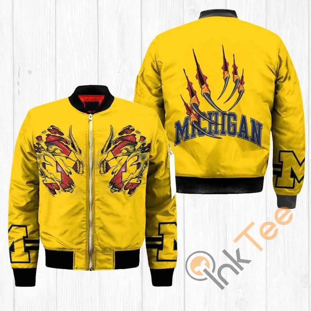 Michigan Wolverines NCAA Claws  Apparel Best Christmas Gift For Fans Bomber Jacket