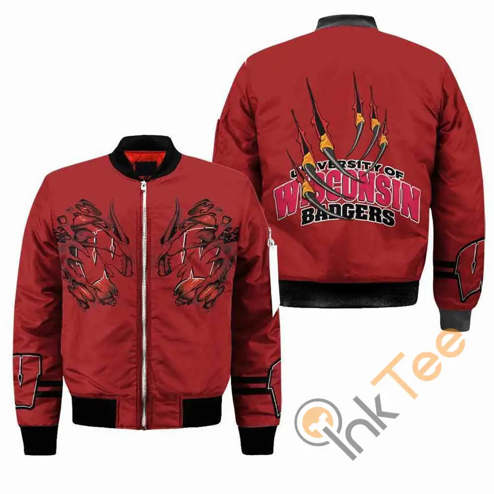 Wisconsin Badgers NCAA Claws  Apparel Best Christmas Gift For Fans Bomber Jacket