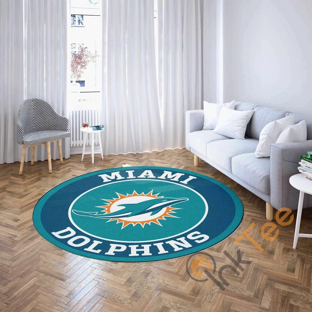 Miami Dolphins Round Carpet  Nfl Football Amazon Best Seller Sku 2551 Rug