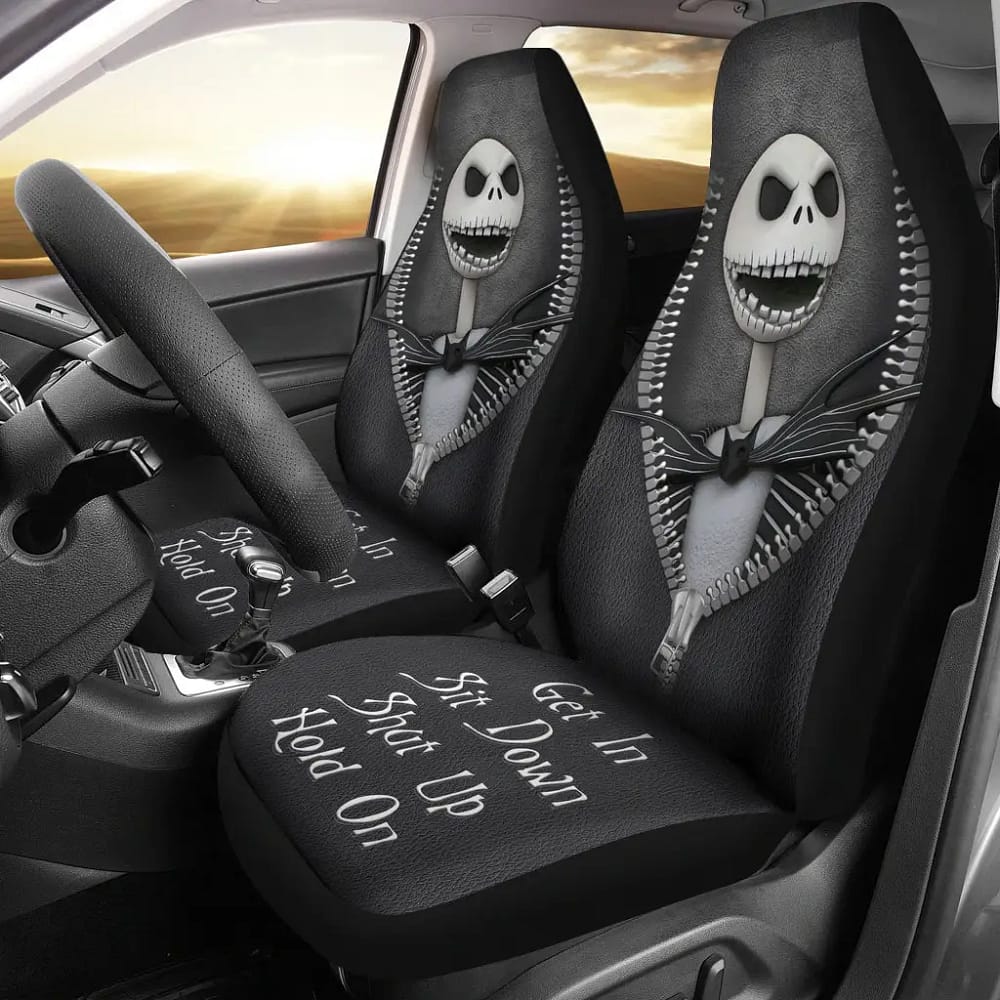 Jack Skellington Nightmare Before Christmas Horror Get In Sit Down Shut Up And Hold On Car Zipper Car Seat Covers