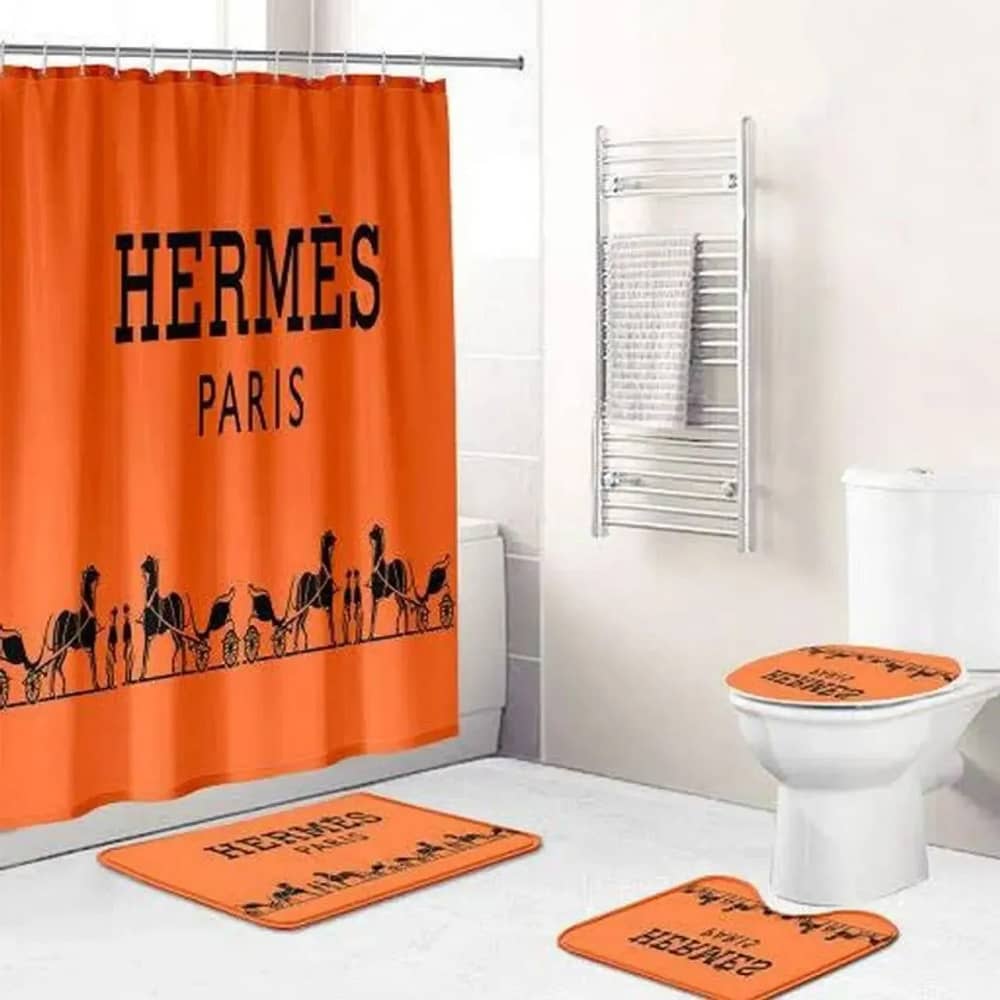 Hermes Paris Orange Logo Luxury Brand Premium Bathroom Sets