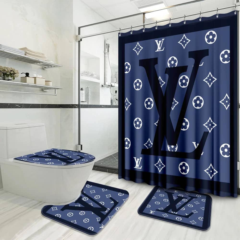 Louis Vuitton Blue Luxury Brand Premium Bathroom Sets