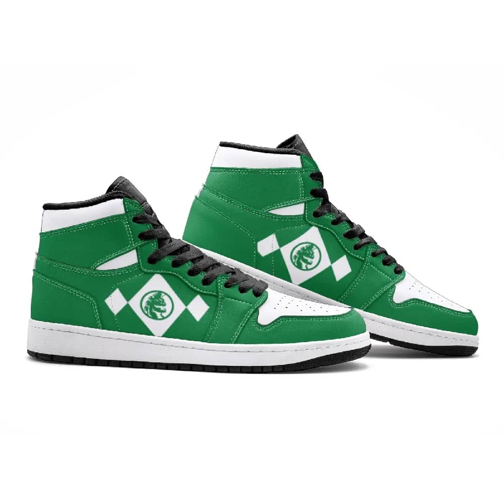 Inktee Store - Power Rangers Green Custom Air Jordans Shoes Image